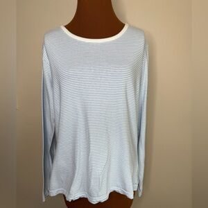 Cherokee Crew Neck Striped Long Sleeve Top Striped Size XL
